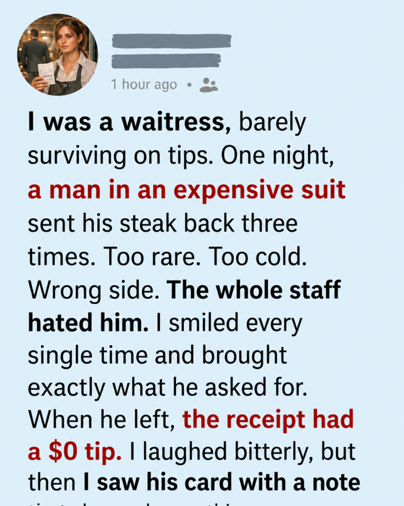The Demanding Restaurant Customer Who Left Me Nothing on the Receipt But Quietly Handed Me a Career Opportunity I Will Never Forget